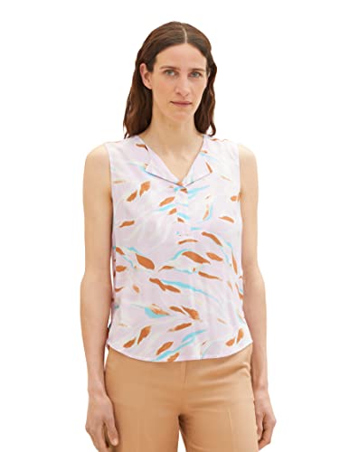 TOM TAILOR Damski Bluzka 1035254, 31762 - Lilac Abstract Leaf Design, 32