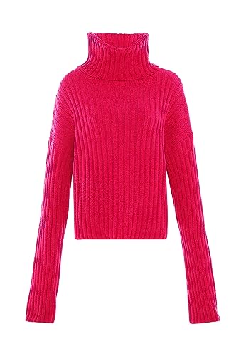 Libbi Blonda damski sweter z golfem z modnym stanem i długimi rękawami, akrylowy, różowy, rozmiar XL/XXL, Rosa, XL