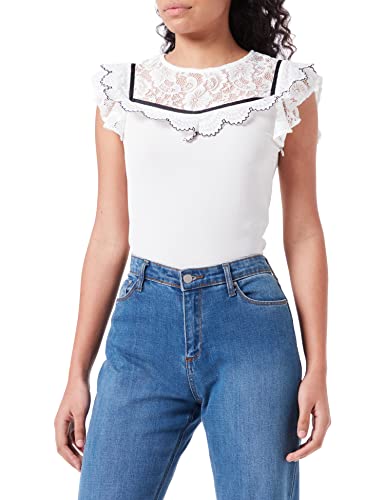 Naf Naf T-shirt damski, kość słoniowa, XS