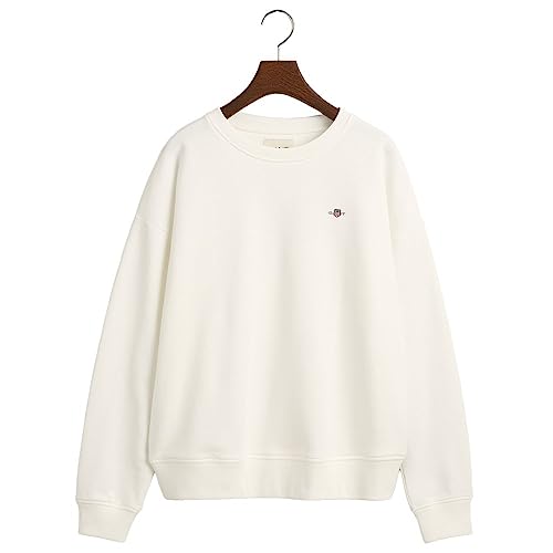 GANT Damska bluza REL Shield C-Neck Sweat, Eggshell, standardowa, Eggshell