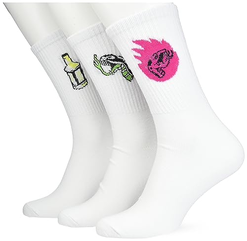 JACK & JONES Skarpety tenisowe Jacrock And Roll 5-pak skarpety Mężczyźni, White/Pack: Pink Yarrow - Jasmine Green - Lime Popsicle, Rozmiar uniwersalny