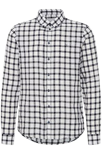 CASUAL FRIDAY Męska koszula CFAnton 0053 LS BD Check Linen Mix Shirt koszula męska, 194013_ciemna granatowa, XL, 194013_dark Navy, XL