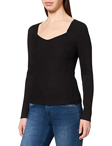 s.Oliver BLACK LABEL Sweter damski z długim rękawem, slim fit, czarny (True Black), 36 PL