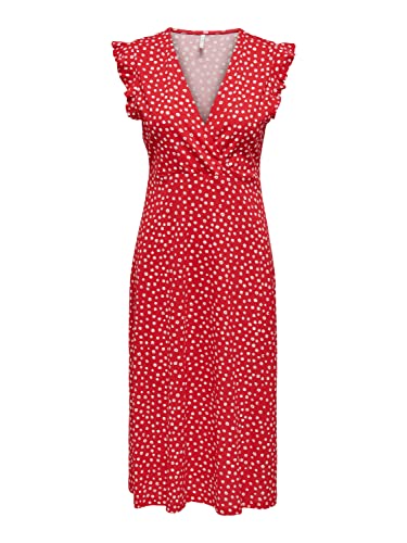 ONLY Women's ONLMAY S/L WRAP Dress Box JRS sukienka midi, High Risk Red, XS, czerwony (high risk red), XS