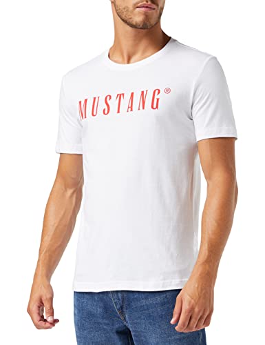 MUSTANG Męski T-shirt Alex C Logo Tee, General White 2045, M