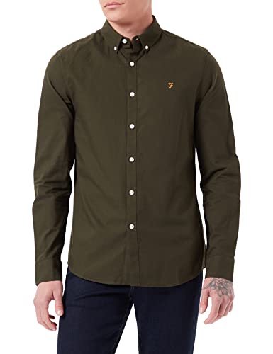 Farah Koszula męska Brewer Slim Fit Cotton Oxford, ciemnozielony, L