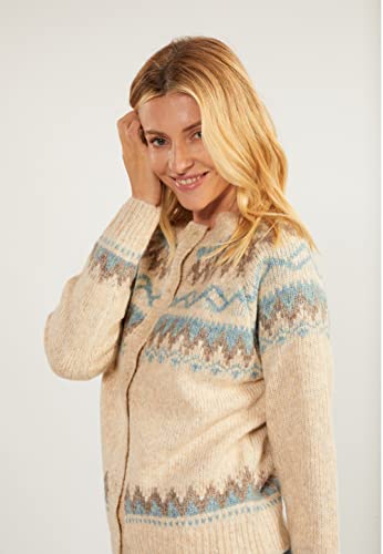 ALARY Damska kurtka z dzianiny, Beżowy, niebieski, brązowy, M-L