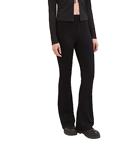 TOM TAILOR Denim Damskie legginsy z prążkowaną strukturą, 14482-Deep Black, M