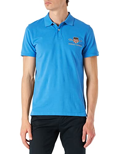 GANT Męska koszulka polo Archive Shield Ss Pique, Day Blue, L