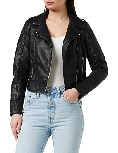 VERO MODA Damska kurtka powlekana motocyklista, czarny, M
