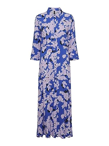 YAS Damska sukienka Yassavanna Long Shirt Dress S. Noos, niebieski (Dazzling Blue), XS