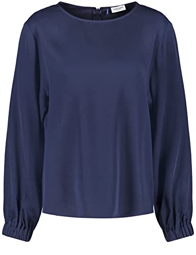 Gerry Weber Damska bluzka z zamkiem błyskawicznym na plecach, długi rękaw, elastyczny brzeg, bluzka z długim rękawem, jednokolorowa, Midnight, 36