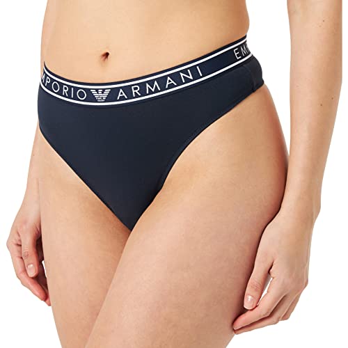Emporio Armani Women's Icon Logoband Thong Majtki Stringi Damskie, Marine, L