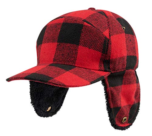 Brandit Lumberjack czapka zimowa, czapka drwala z nausznikami, futrzana czapka, Rot-Schwarz, jeden rozmiar