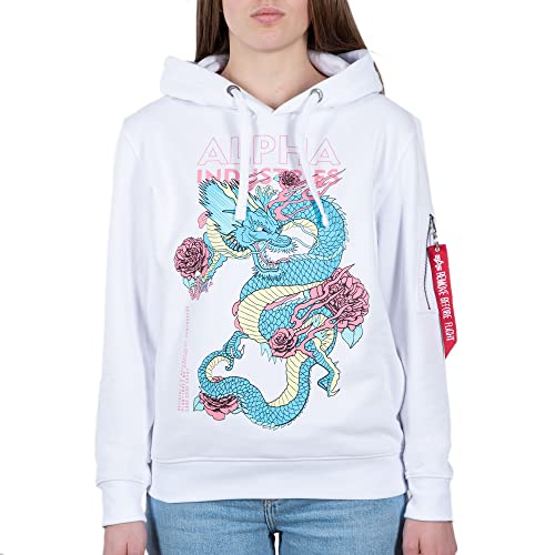 ALPHA INDUSTRIES Damska bluza z kapturem Heritage Dragon, biały, S