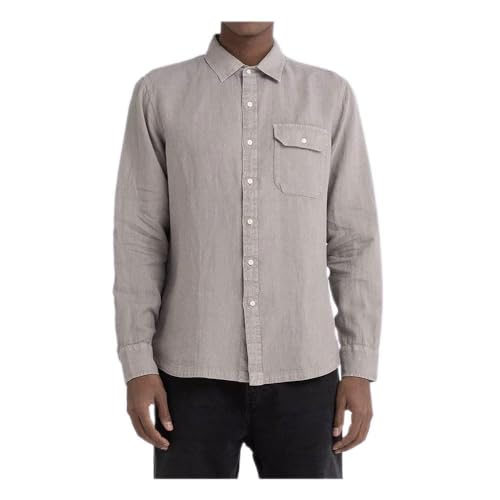 Replay Męska koszula M4082A, 104 ciepła szara, XXL, 104 Warm Grey, XXL