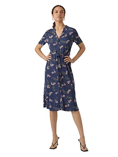 VERO MODA Sukienka damska VMVICA S/S GA WVN NOOS sukienka, Navy Blazer/AOP:Nellie, XL, Navy Blazer/Aop: nellie, XL