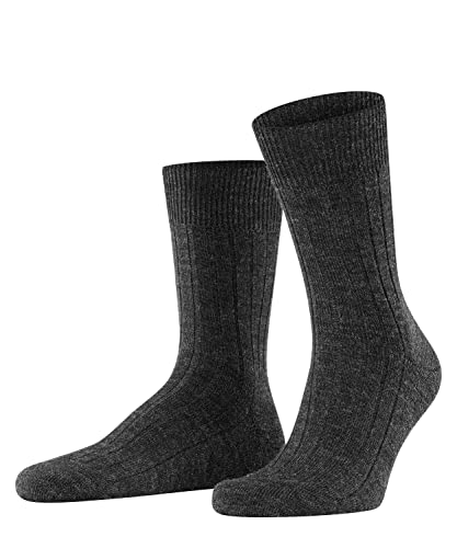 FALKE Mężczyźni Skarpety Teppich Im Schuh M SO Wełna Merynosa jednokolorowe 1 Para, Szary (Anthracite Melange 3080), 45-46