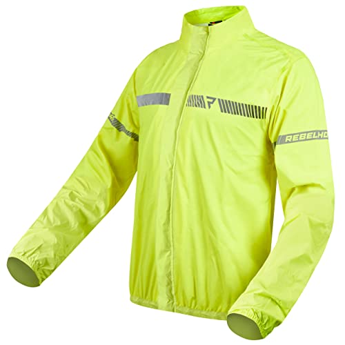 REBELHORN Horizon kurtka przeciwdeszczowa na motocykl, laminowana membrana, elementy odblaskowe, wiatroszczelna, oddychająca, wodoszczelna, podwójne szwy, fluorescencyjny żółty, 3XL