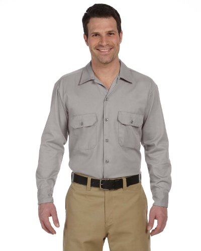 Dickies Męska koszula robocza z długim rękawem, srebrna, XL, Srebrny, XL