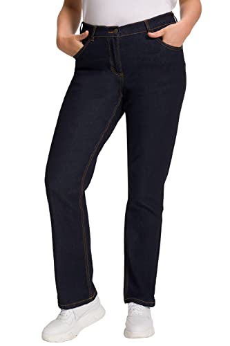 Ulla Popken Damskie spodnie jeansowe proste, ciemnoniebieski, 45W / 34L