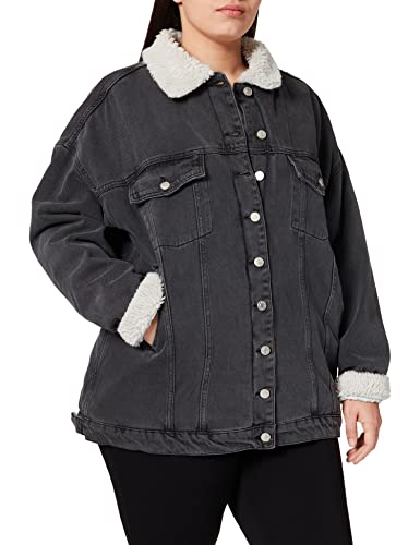 NA-KD Damska kurtka jeansowa Aviator, Black, 40