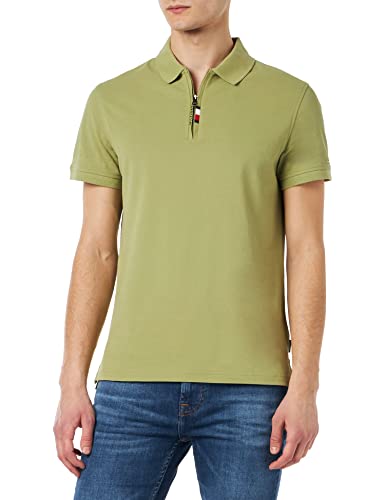 Tommy Hilfiger Męska koszulka polo Global STP z zamkiem do połowy S/S, Winnica oliwkowa, XS
