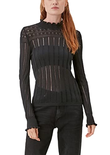 Q/S designed by Sweter damski z długim rękawem, slim fit, szary/czarny., XXL