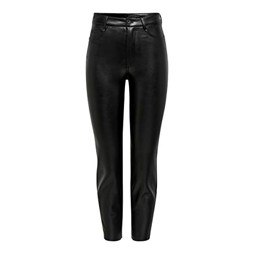 ONLY Damskie spodnie ONLEMILY HW ST ANK Faux Leather Pant NOOS spodnie, czarne, XXL/30