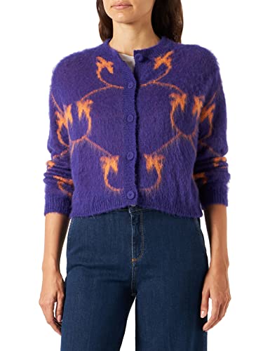 Pinko Damski Lavant 2 lekki żakardowy monogram alpaki kardigan z mieszanką alpaki, Ya1_fioletowy/pomarańczowy, L