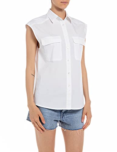 Replay Bluzka damska W2096, 001 biała, XL, 001 White, XL