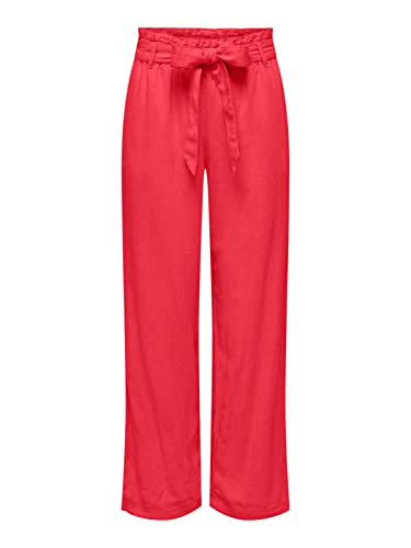 JACQUELINE DE YONG spodnie damskie lniane, bittersweet, 44