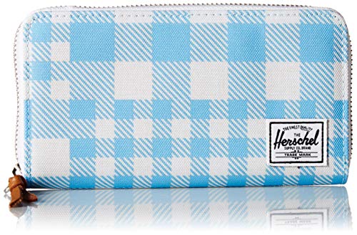 Herschel damski portfel RFID Thomas z zamkiem błyskawicznym, Gingham-Alaskan-niebieski, rozmiar uniwersalny