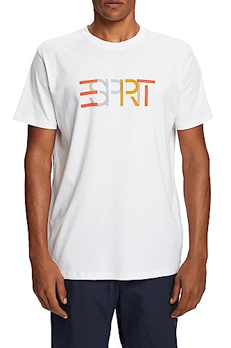 ESPRIT Męski T-shirt 043EE2K304, 100/biały, S, 100 / biały, S
