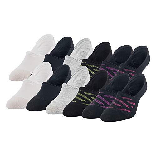 PEDS Damskie skarpety z zygzakiem No Show, Value Pack Liner, 12-pak na co dzień, różne czarne, szary wrzosowy, biały, rozmiar buta: 3-8 UK