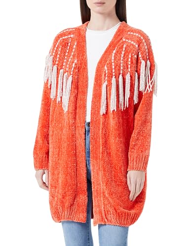 ZITHA Damski kardigan szenilowy 19025229-ZI01, pomarańczowy, XL/XXL, pomarańczowy, XL-XXL