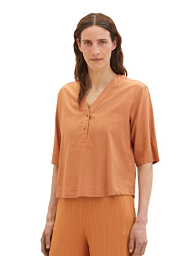 TOM TAILOR Damska bluzka lniana tunica, 31650 - Terakota Brown, 34