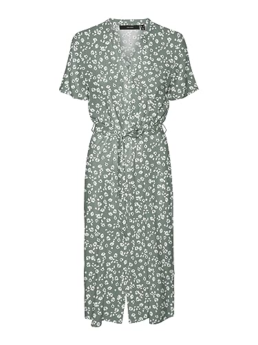VERO MODA Women's VMVICA S/S Shirt Dress GA WVN NOOS sukienka, Green Bay/AOP:Maja, XL, Green Bay/Aop: maja, XL