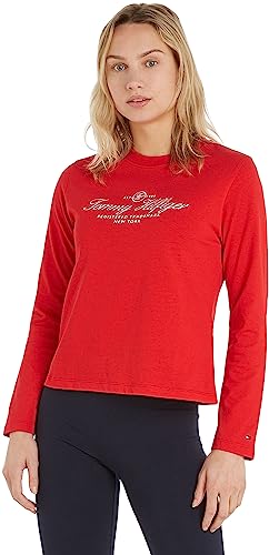 Tommy Hilfiger Damskie topy z dzianiny Reg Hilfiger Script C-nk Ls L/S, Fajerwerki, XL