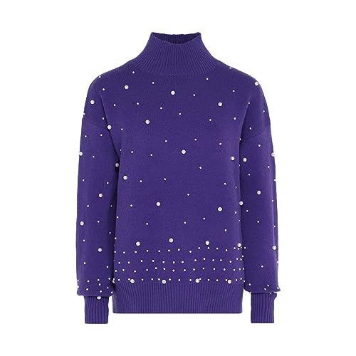 faina Damski sweter z cekinami, elegancki sweter akrylowy fioletowy rozmiar M/L, liliowy, M