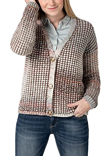 Timezone Damska kurtka z dzianiny Puffy Cardigan, Beżowy brązowy Multicolor, XS