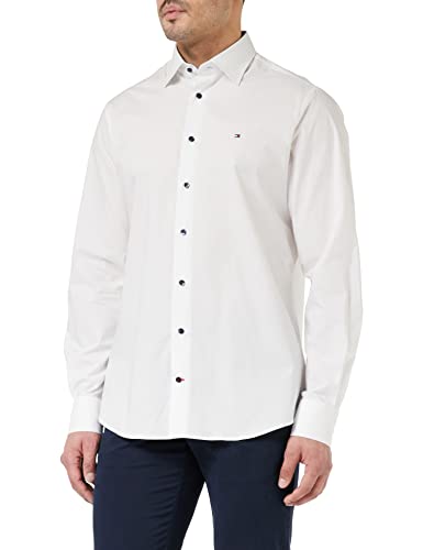 Tommy Hilfiger Męska sukienka koszulowa Cl Stretch Solid Poplin Rf, biały, 42
