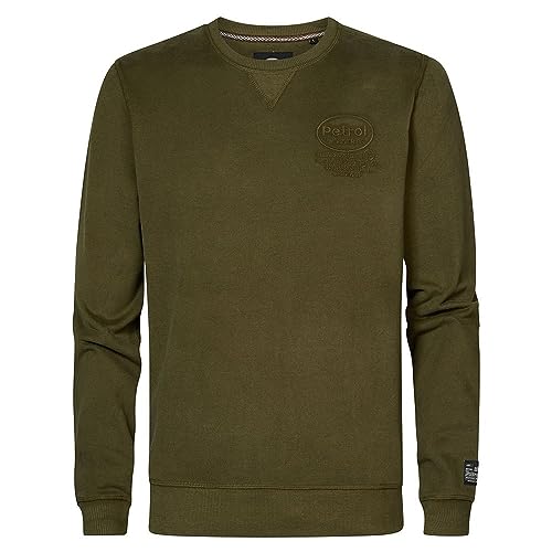 Petrol Industries Sweter męski, okrągły kołnierz, ciemny mech, XXXL, Ciemny mech, 3XL