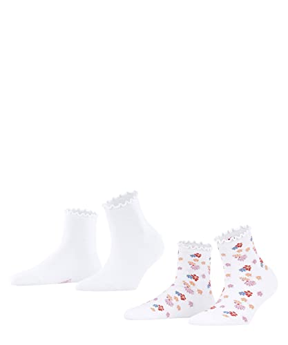 ESPRIT Kobiety Krótkie skarpety Romantic Flower 2-Pack W SSO Wiskoza z wzorem 2 Pak, Biały (White 2000), 35-38
