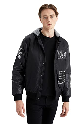 DeFacto Płaszcz męski do odzieży rekreacyjnej - DeFacto płaszcz męski do odzieży wierzchniej (czarny, 3XL), czarny, 3XL