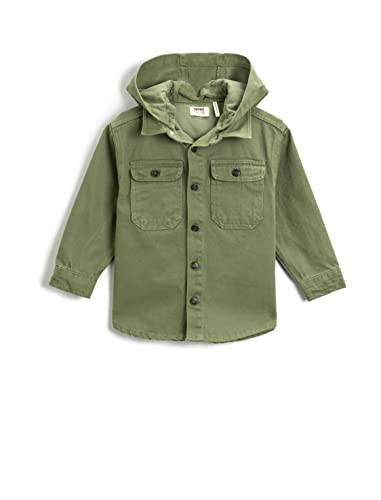 Koton Chłopięca kurtka z kapturem, ze szczegółowymi guzikami, bawełniana kurtka, khaki (894), 4-5 lat