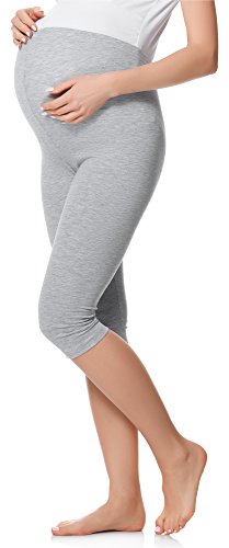 Be Mammy 3/4 Bawełniane Legginsy Ciążowe BE20-229 (Melanż, 3XL)