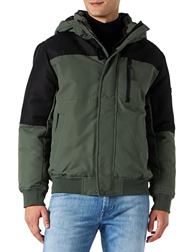 Tommy Jeans Męskie wyściełane płaszcze TJM Colorblock Tech Bomber, Avalon Green, XL
