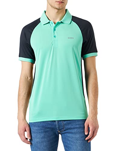 BOSS Pauletech Slim Fit męska koszulka polo z rozciągliwej tkaniny Performance Stretch z kolorowym wzorem, Open Green340., 3XL