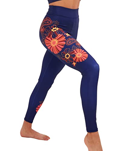 Joe Browns Damskie legginsy sportowe do jogi Sloe Joes z wysokim stanem i nadrukiem kwiatowym, NIEBIESKI, 34